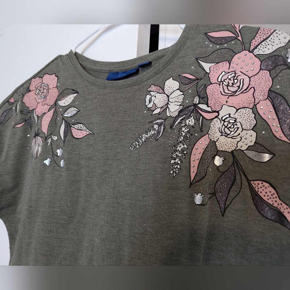Women's Apt 9 Green Floral top S - Picture 2 of 4